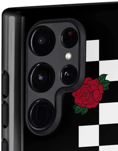 Vista 2 de Skinit Funda para teléfono Pro compatible con Galaxy S22 Ultra - Diseño de tablero de ajedrez rosa