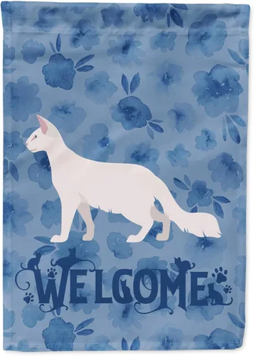Vista 83 de Caroline's Treasures CK4813CHF - Bandera de bienvenida con gato abisinio azul, manga grande, para porche, para colgar en la pared, poliéster