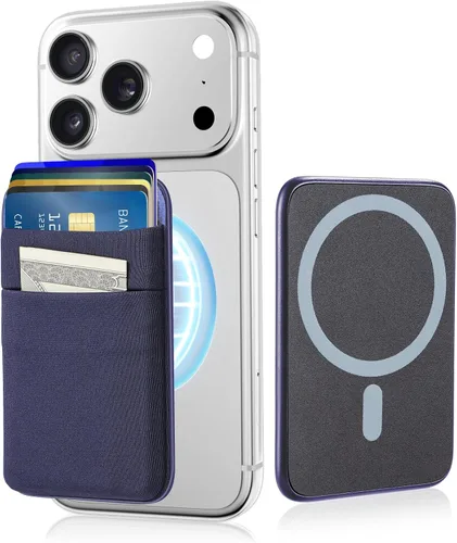 Vista 14 de Senose Compatible con la cartera Magsafe, soporte para 6 tarjetas, cartera magnética delgada y elástica para la parte posterior del teléfono Negro