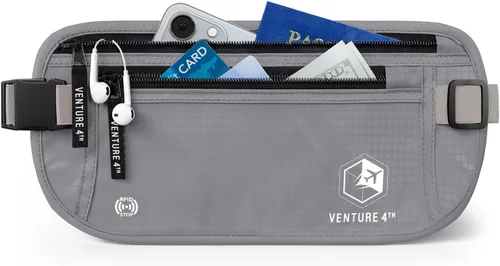 Vista 22 de VENTURE 4TH Cinturón de dinero de viaje, RFID bloqueo pasaporte titular - gris Gris ceniza
