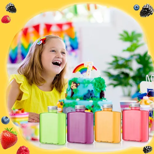 Vista 7 de Thenshop Paquete de 24 botellas de plástico con tapas, botellas de jugo transparentes, botella de agua plana, botella de plástico reutilizable, mini