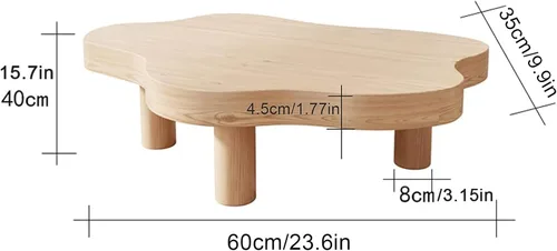 Vista 2 de HM&DX Mesa auxiliar de madera irregular con forma de nube, mesa auxiliar gruesa de esquina redonda, mesa de cóctel moderna con 3 patas para muebles