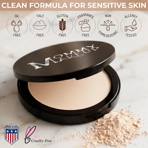 Vista 3 de Mineral Dual Powder - Base mineral prensada 4 en 1 con SPF 15 para un brillo impecable, sin aceite, sin talco, sin gluten, 0.45 onzas