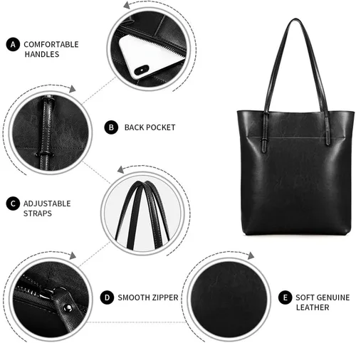 Vista 5 de Kattee Cartera bandolera de cuero auténtico vintage para mujer con asas ajustables