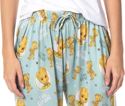 Vista 3 de Marvel Comics - Pantalones de pijama para mujer con texto en inglés "I Am Groot Guardians of The Galaxy