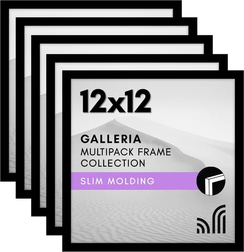 Vista 30 de Americanflat Portarretratos de 3 x 5 con plexiglás pulido, juego de 5 unidades, colección Galleria, marcos para mesa y pared, color negro