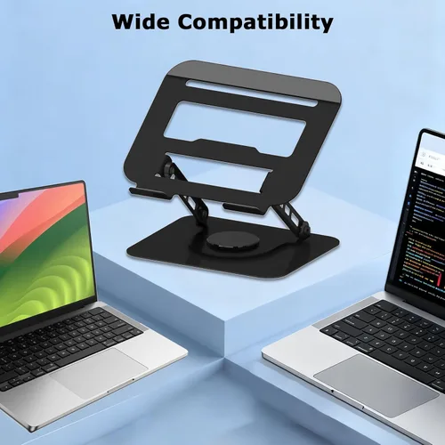 Vista 7 de Soporte ajustable para laptop, elevador giratorio de 360°, base estable para MacBook Pro/Air Notebook de hasta 16 pulgadas, color negro