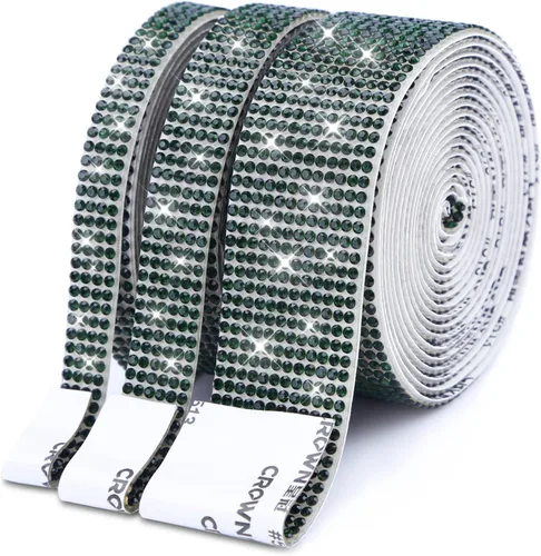 Vista 11 de 3 rollos de 6 m de cinta de diamantes de imitación de cristal autoadhesiva - Cintas adhesivas de diamantes DIY con diamantes de imitación de 2 mm