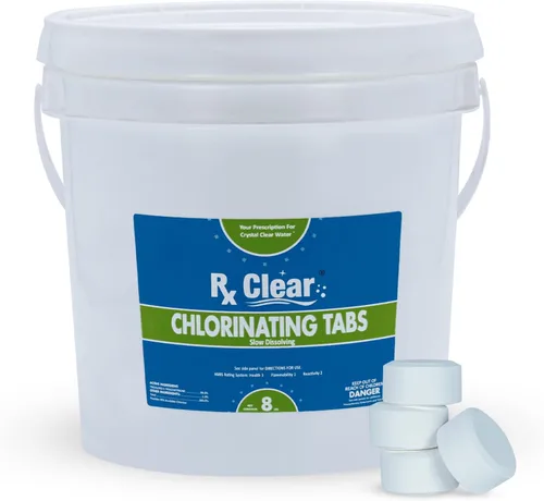 Vista 8 de Rx Clear Tabletas de cloro de 1 pulgada 5 libras Usar tabletas como bactericida, algicida y desinfectante en piscinas Estabilizadas, de larga