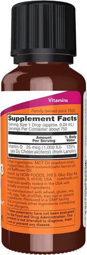Vista 2 de NOW Foods Suplementos, Vitamina Líquida D-3, Fuerza Extra, Apoyo Estructural*, 1 Onza Líquida