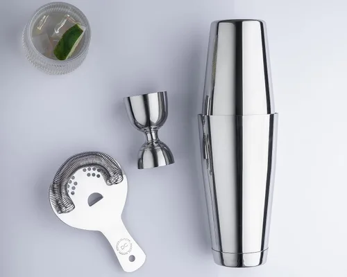 Vista 5 de Bell Jigger - Herramienta de barra de acero inoxidable con marcas de medición de 0.5 onzas, 1 oz, 1.5 onzas y 2 onzas, acabado pulido espejo, un