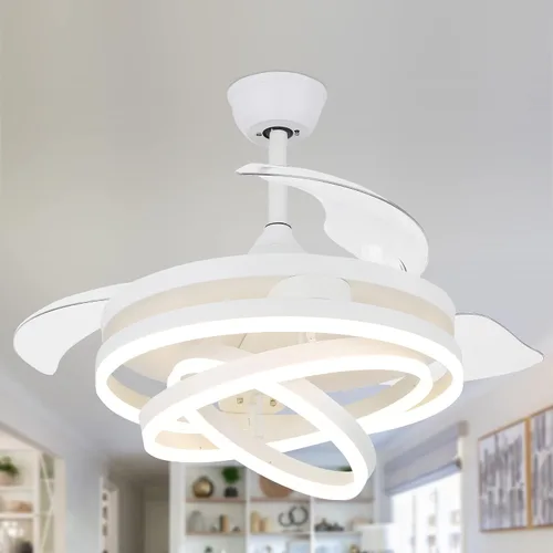 Vista 11 de Ventiladores de techo retráctiles de 42 pulgadas con luces ventilador de araña dorado moderno Gold Fandeier Ceiling Fans with Lights Quite DC