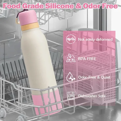 Vista 5 de 2 botas de silicona superiores para Owala FreeSip Twist de 24 onzas, funda inferior resistente a los arañazos, accesorios de botella de Owala