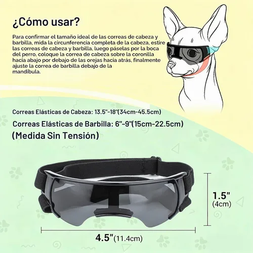 Vista 4 de ENJOYING Lentes de sol para perros de razas pequeñas, antirayos UV para perros pequeños, resistentes al viento, protección de ojos de perro