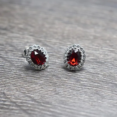 Vista 5 de Aretes de cristal Swarovski chapados en oro con forma ovalada y circonita cúbica transparente, joyería de moda para mujer