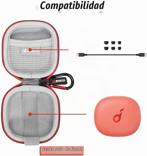 Vista 3 de RLSOCO Estuche de transporte para auriculares inalámbricos Bluetooth Anker Soundcore P20i/Life P3 con cancelación de ruido - Negro (solo funda)