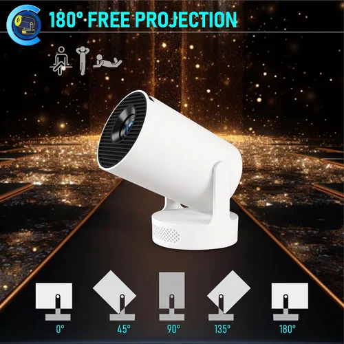 Vista 8 de Mini proyector portátil con alcance ultra corto, WiFi 6 y Bluetooth 5.4, soporte 4K, proyector inteligente Android 11 con más de 4000 aplicaciones