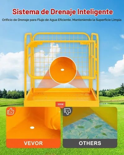 Vista 4 de VEVOR Cesta de Carga para Montacargas, Plataforma de Trabajo con Jaula de Seguridad de 36 x 36 Pulgadas, Capacidad de Carga de 1200 lbs, Cesta