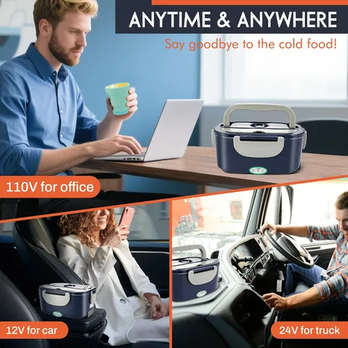 Vista 6 de AOSION Lonchera Eléctrica para Adultos, Lonchera Térmica 3 EN 1 con Contenedor de 1.5L, Lonchera Eléctrica Portátil de 80W, Calentador de Alimentos