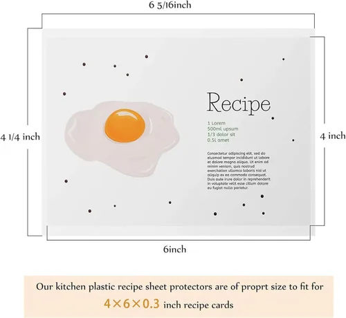 Vista 2 de Boao 100 protectores de tarjetas de recetas de 4 x 6 pulgadas, fundas para tarjetas de recetas, protectores de plástico para libros de cocina