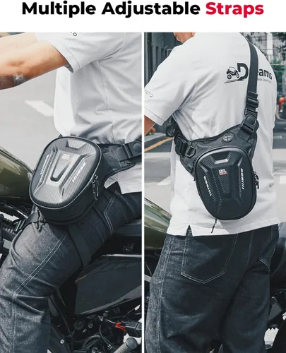 Vista 2 de KEMIMOTO Bolsa magnética para motocicleta, bolsa rígida de EVA para muslo y pierna caída, riñonera de motocicleta para hombres y mujeres, ideal