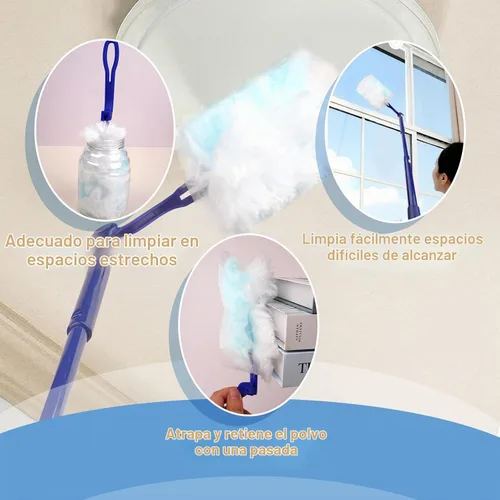 Vista 5 de Kit de repuestos de plumero multisuperficie de 180° (1 mango largo a + 1 mango corto + 15 repuestos de plumero)
