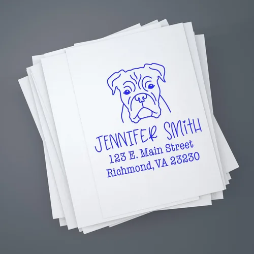 Vista 78 de Sello de dirección personalizado Basset Hound – Sello personalizable con nombre y dirección para sobres, ideal para amantes de los perros