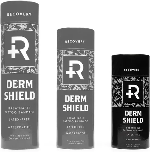 Vista 2 de Recovery Derm Shield - Rollo de vendas para el cuidado posterior de tatuajes, adhesivas, transparentes e impermeables