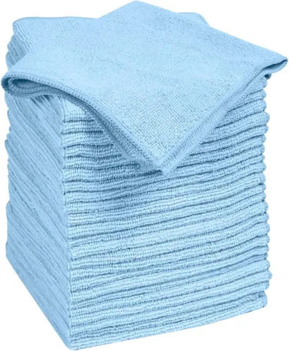 Vista 8 de Quickie Paño de limpieza de microfibra de 14 x 14 pulgadas, azul, paquete de 12, toalla/limpiaparabrisas multiusos para limpieza en interiores
