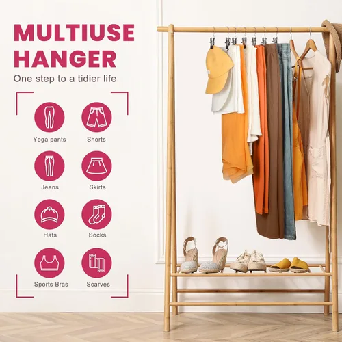 Vista 5 de 12 paquetes de perchas para pantalones con clip, organizador de leggings para colgar en el armario, perchas para pantalones de yoga que ahorran