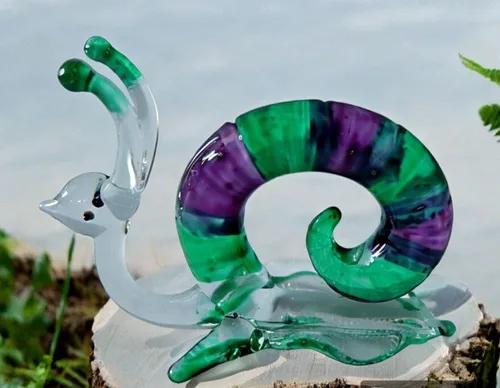 Vista 7 de 1shopforyou 1 figura de cristal soplado a mano de caracol, mini decoración coleccionable para el hogar (verde)