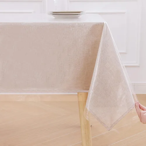 Vista 10 de Smiry Mantel de plástico transparente de 60 x 102 pulgadas, protector rectangular de vinilo impermeable, a prueba de derrames de aceite, lavable