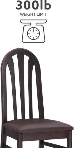 Vista 4 de Linon Kennerli - Juego de 2 sillas de comedor con asiento tapizado de piel sintética, color marrón