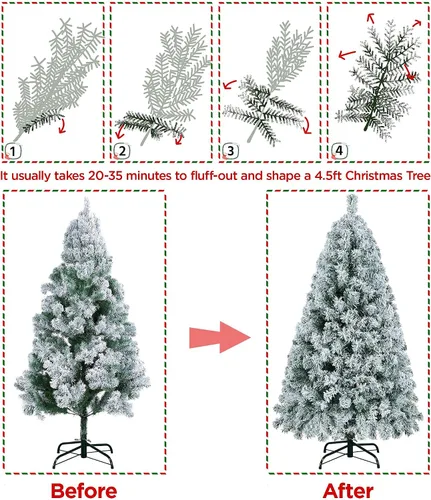 Vista 5 de Yaheetech Árbol de Navidad preiluminado de 4.5 pies, árbol de Navidad