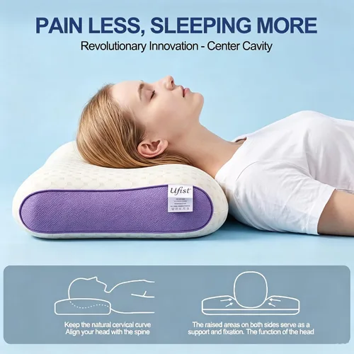 Vista 3 de Almohada cervical para el cuello para aliviar el dolor, soporte para el Morado