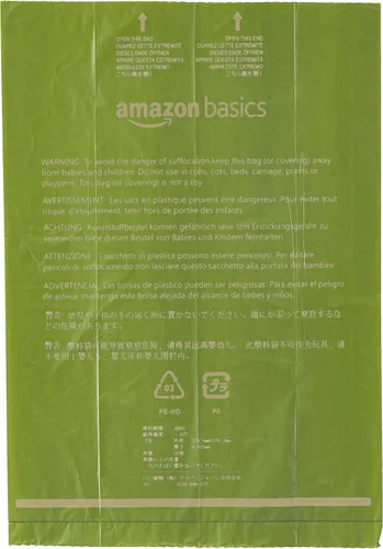 Vista 4 de AmazonBasics Bolsas Mejoradas para Desechos de Perro con Dispensador y Clip para Correa - 270 Unidades, Mango Brasileño
