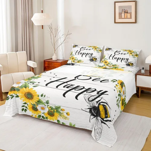Vista 18 de Erosebridal Juego de sábanas de cardenal con bandera estadounidense, tamaño individual, coloridas flores florales, sábana bajera ajustable con ramas