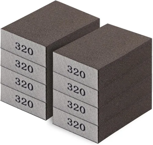Vista 8 de Romeda Paquete de 8 bloques de papel de lija, esponja de lijado hecha a mano lavable y reutilizable de 100 granos, bloques de papel de lija para 100