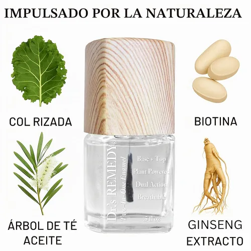Vista 5 de Dr.'s Remedy Total Dos en Uno Esmalte de uñas base y capa superior de esmalte transparente orgánico de secado rápido, combinación transparente