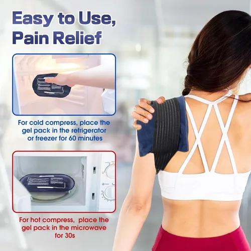 Vista 5 de Paquetes de hielo reutilizables para lesiones, paquete de 4 paquetes de gel caliente y frío y 2 paquetes de envolturas de gel flexibles ajustables