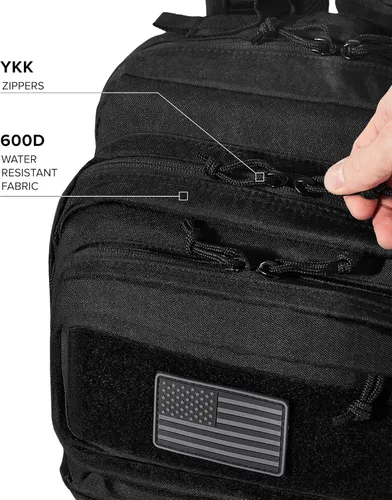 Vista 4 de Mochila Táctica Falko para Hombre y Mujer 50L Mochila 2.4 Veces Más Fuerte Mochila Militar Grande Tipo Molle, Mochila de Emergencia para Exteriores