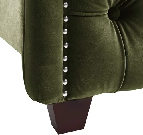 Vista 10 de Jennifer Taylor Home - Cama Anastasia de tamaño Queen de terciopelo resistente en color verde oliva Terciopelo de rendimiento verde oliva