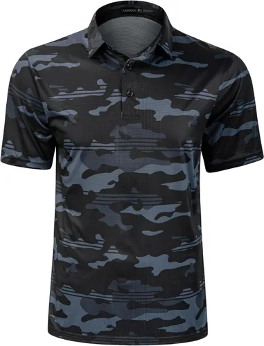 Vista 57 de TAPULCO Camisetas tipo polo de secado rápido para hombre, diseño de camuflaje, atléticas, ligeras, transpirables, casuales, para golf