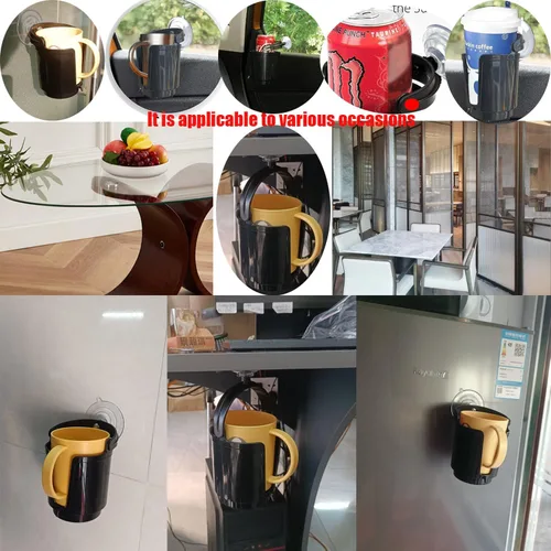 Vista 4 de Portavasos con ventosa sin rastro para refrigerador, autobuses, cruceros, tractores, automóviles turísticos, etc. (soporte de ventosa sin rastro)