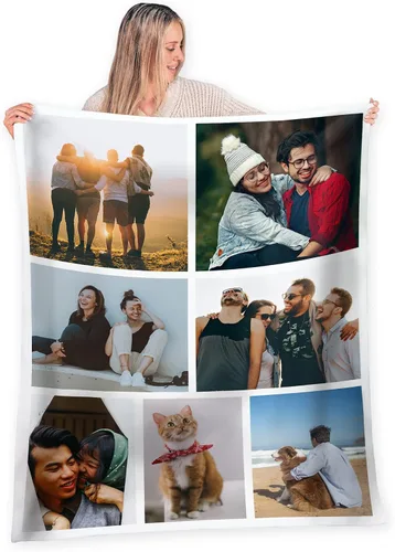 Vista 26 de FrameStory Manta personalizada con fotos y texto, totalmente personalizable con tus fotos y mensajes, manta de forro polar suave y suave, 30 x 40
