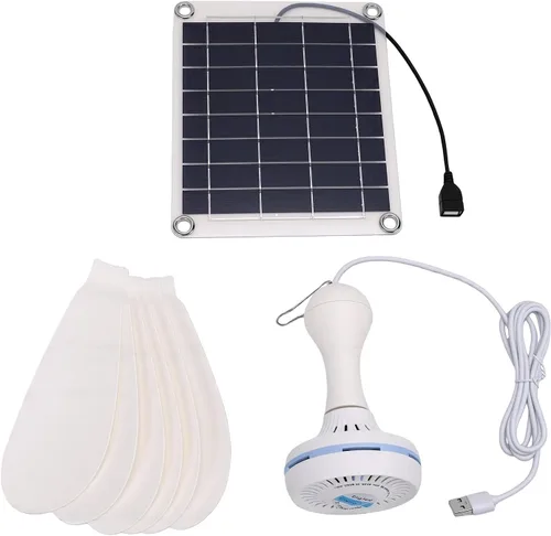 Vista 5 de Solar Ceiling Fan, 16.54in 6 Blades 36dB