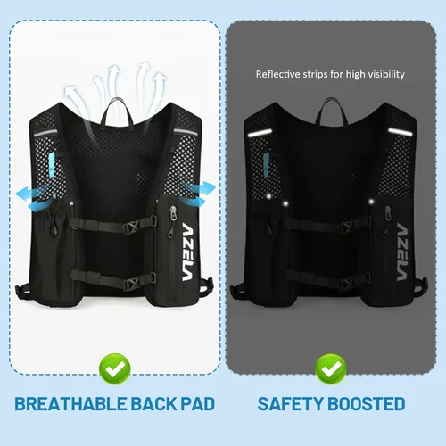 Vista 5 de Esoes Chaleco para correr mochila de hidratación para hombres y mujeres, paquete de chaleco con bolsa de agua de 2 litros, mochila de agua ligera