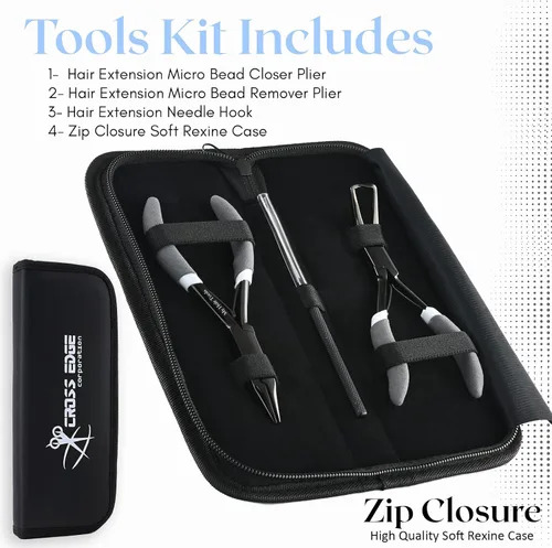 Vista 9 de Kit de Herramientas para Extensiones de Cabello Microlink Cuentas y Cinta Alicates Removedores de Extensiones de Cabello y Alicates para Engarzar