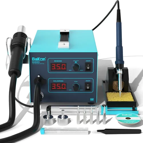 Vista 9 de BAKON 852MX C210 - Estación de retrabajo de aire caliente de 1000 W, diseño ultra silencioso, pantalla digital, control preciso de temperatura
