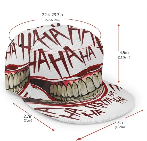 Vista 3 de Joker Hahaha Unisex 3D Impresión Clásico Gorra Snapback Flat Bill Hip Hop Sombreros Negro